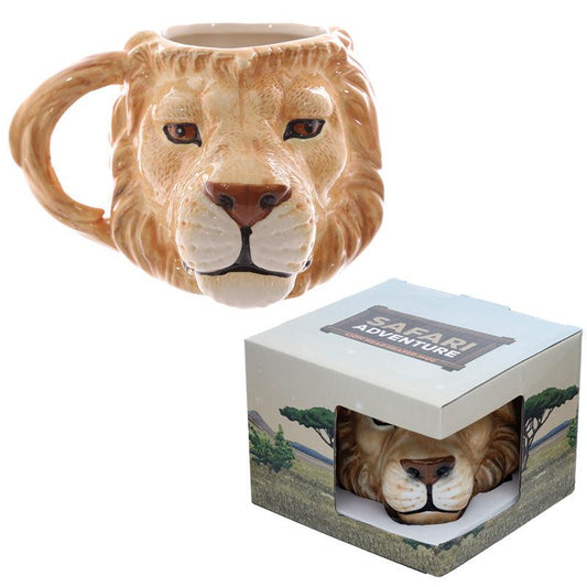 Ceramic Shaped Head Mug - Lion - DuvetDay.co.uk