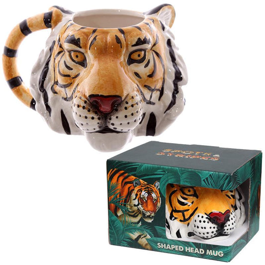 Ceramic Shaped Head Mug - Tiger - DuvetDay.co.uk
