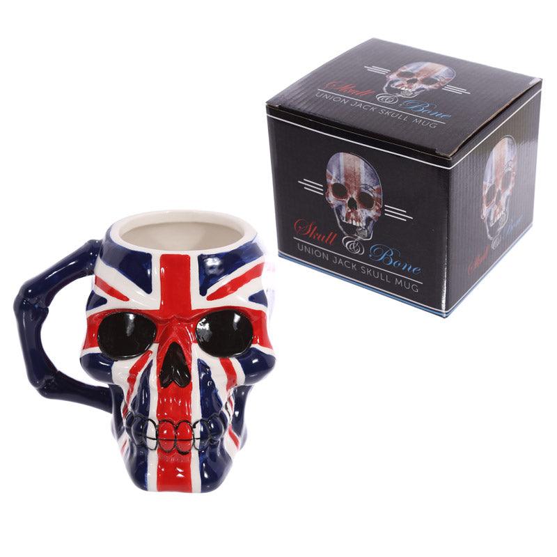 Ceramic Shaped Head Mug - UK Flag Skull - DuvetDay.co.uk
