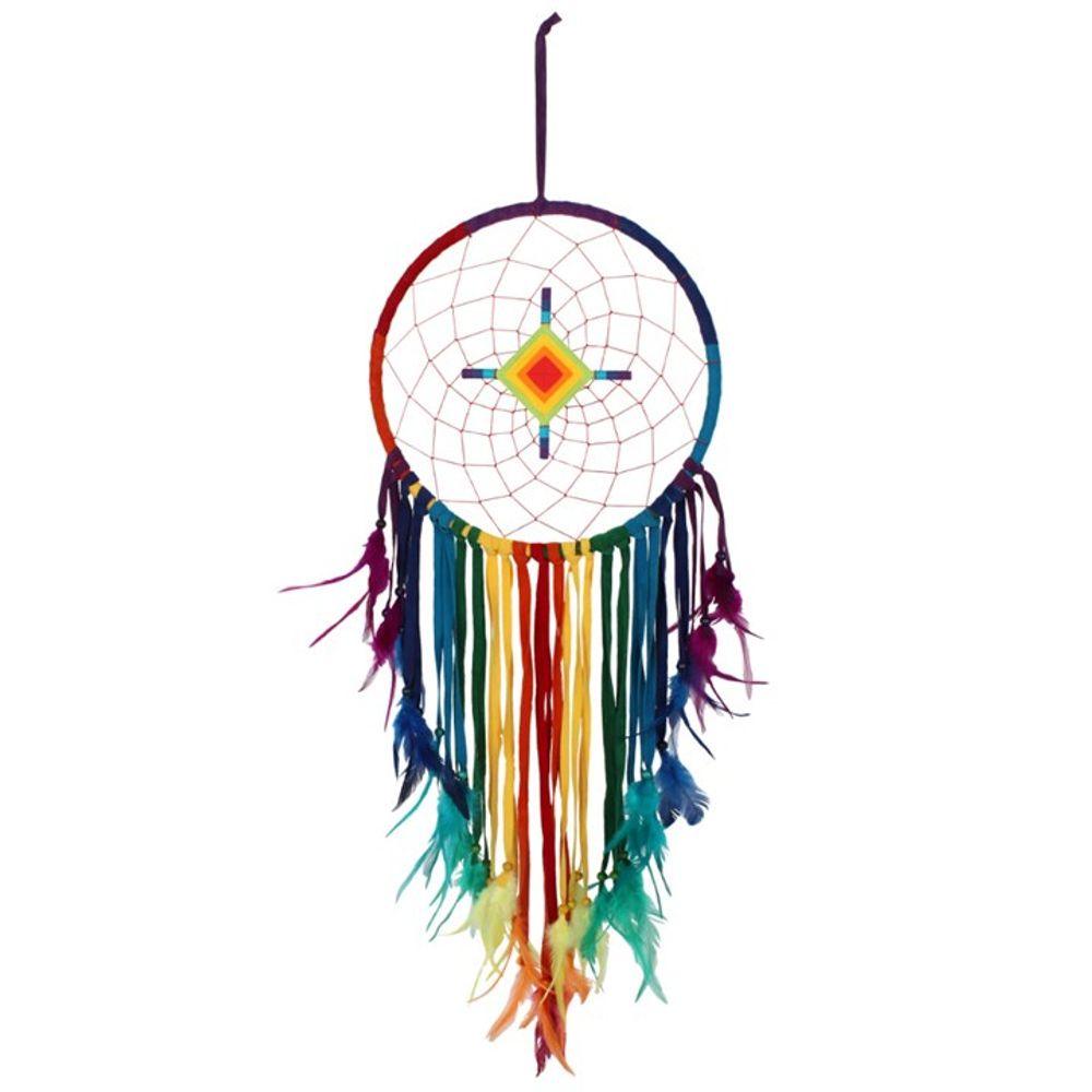 Chakra Multicoloured Dreamcatcher with Diamond Centre - DuvetDay.co.uk