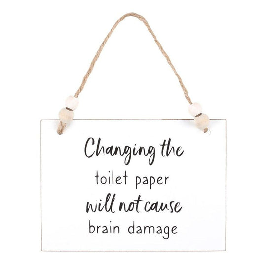 Changing The Toilet Paper Hanging Sign - DuvetDay.co.uk