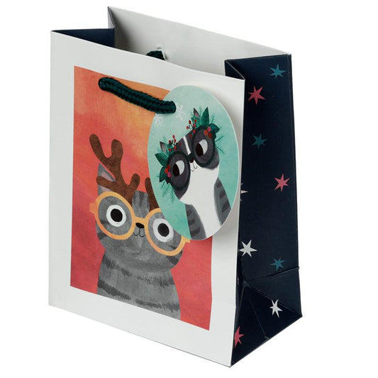 Christmas Angie Rozelaar Planet Cat Small Gift Bag - DuvetDay.co.uk