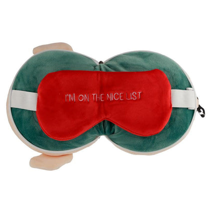 Christmas Elf Relaxeazzz Plush Round Travel Pillow & Eye Mask Set - DuvetDay.co.uk