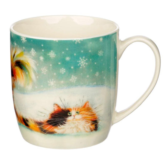 Christmas Porcelain Mug - Kim Haskins Ginger Cat - DuvetDay.co.uk