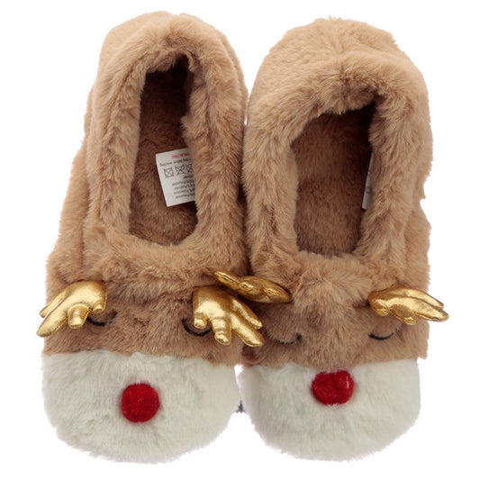 Christmas Reindeer Microwavable Heat Wheat Pack Slippers - DuvetDay.co.uk