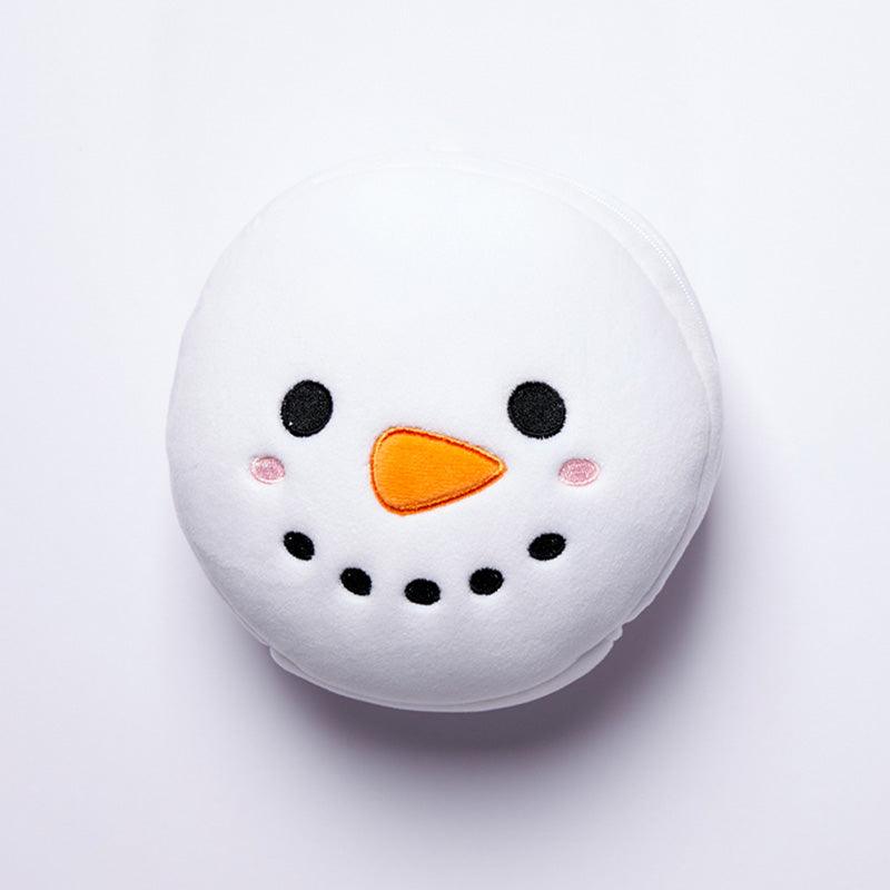 Christmas Snowman Relaxeazzz Plush Round Travel Pillow & Eye Mask Set - DuvetDay.co.uk