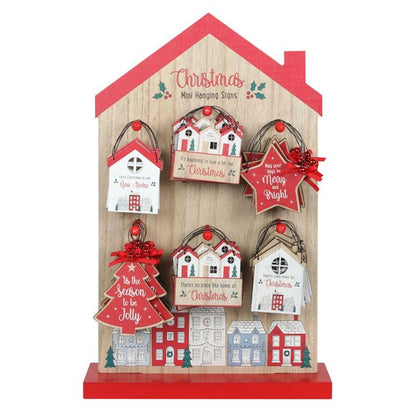 Christmas Village Mini Hanging Sign Display - DuvetDay.co.uk