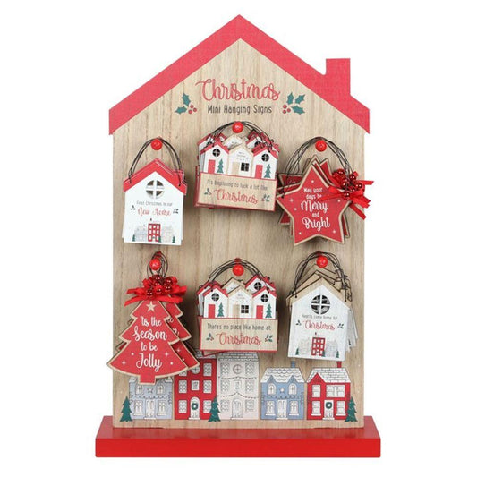 Christmas Village Mini Hanging Sign Display - DuvetDay.co.uk
