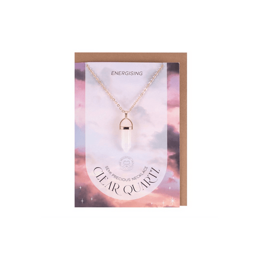 Clear Quartz Crystal Necklace Card - DuvetDay.co.uk