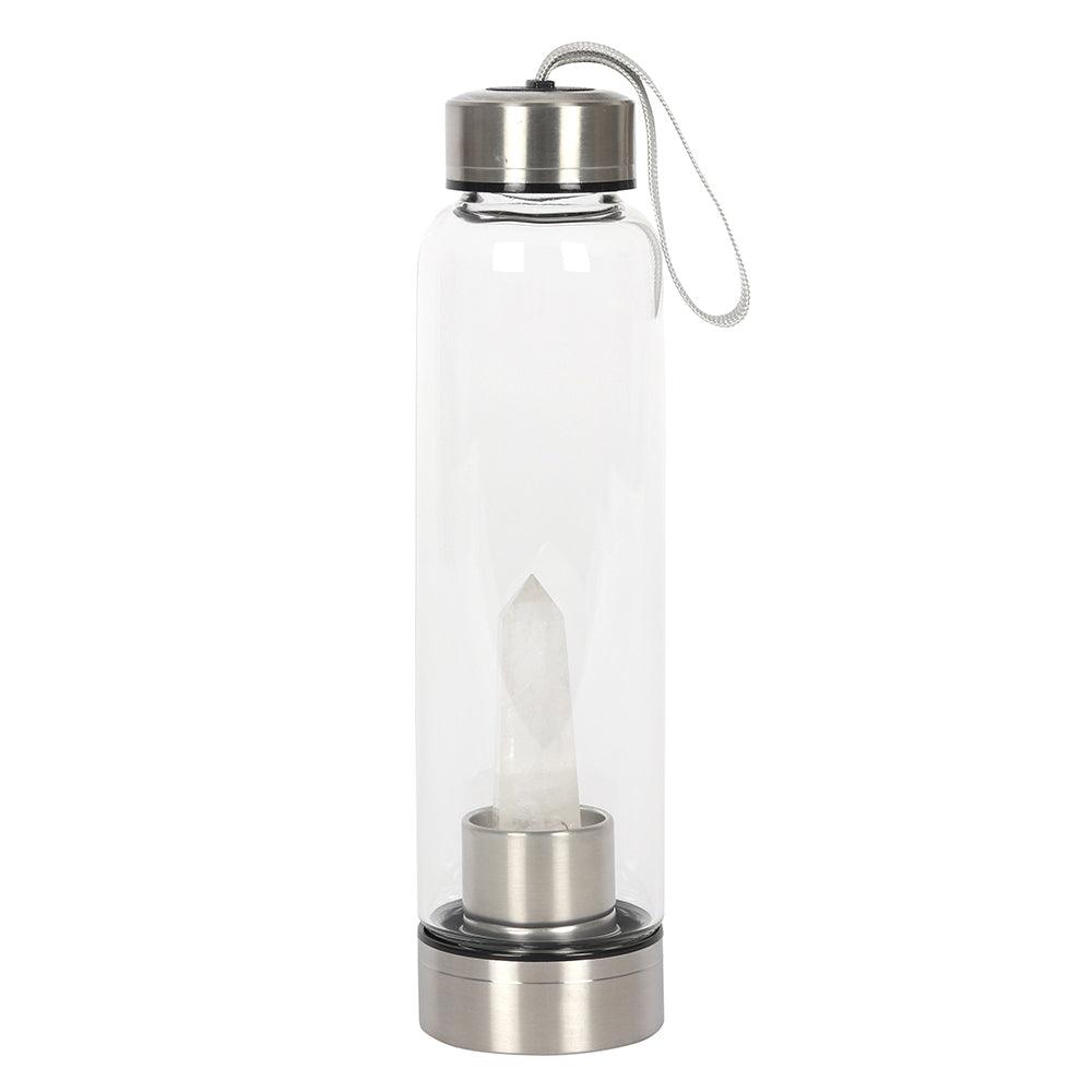 Clear Quartz Energising Glass Water Bottle - DuvetDay.co.uk