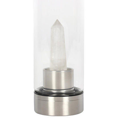 Clear Quartz Energising Glass Water Bottle - DuvetDay.co.uk