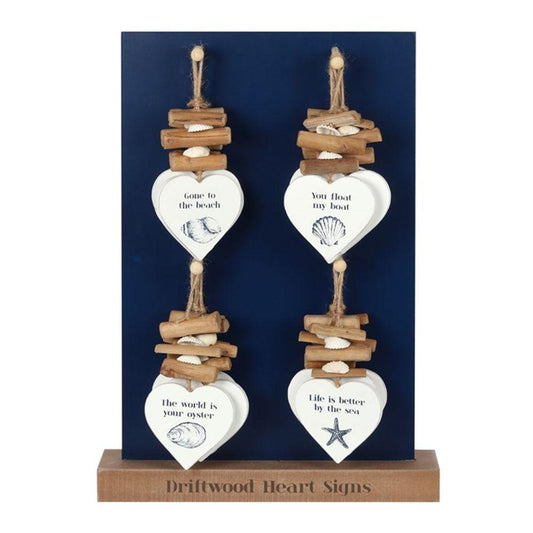 Coastal Charm Driftwood Heart Sign - DuvetDay.co.uk