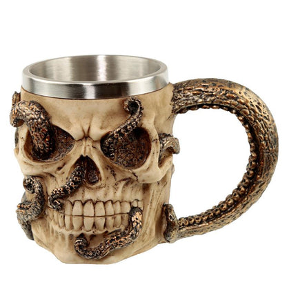 Collectable Decorative Bronze Octopus Skull Tankard - DuvetDay.co.uk