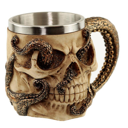 Collectable Decorative Bronze Octopus Skull Tankard - DuvetDay.co.uk
