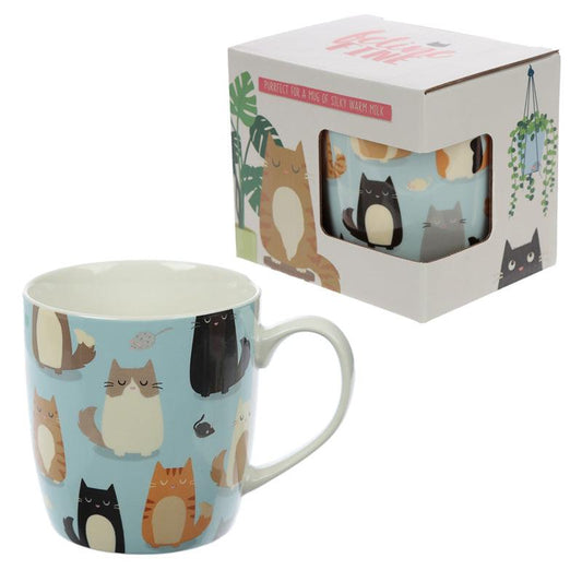 Collectable Porcelain Mug - Feline Fine Cat Design - DuvetDay.co.uk