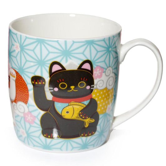 Collectable Porcelain Mug - Maneki Neko Lucky Cat - DuvetDay.co.uk