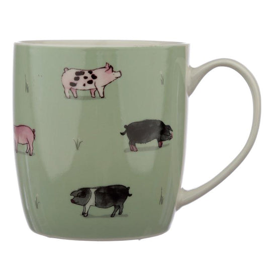 Collectable Porcelain Mug - Willow Farm Pigs - DuvetDay.co.uk