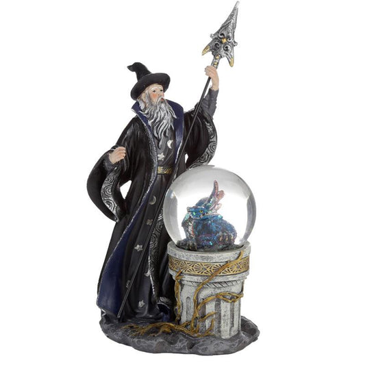 Collectable Spirit of the Sorcerer Wizard - Ice Dragon Snow Globe Waterball - DuvetDay.co.uk