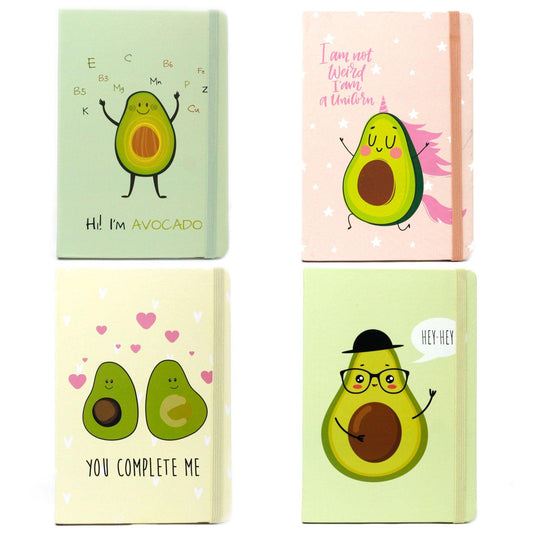 Cool A5 Notebook - Assorted Designs - Crazy Avocado - DuvetDay.co.uk