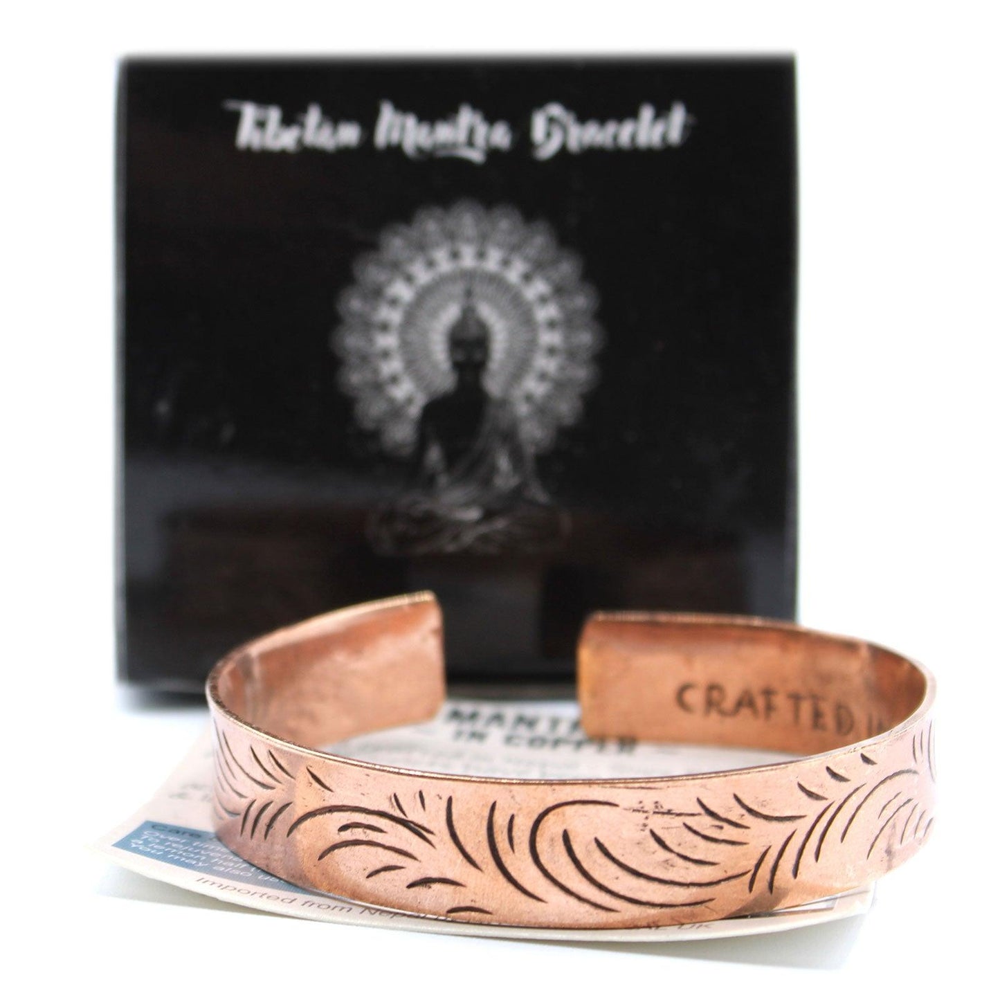 Copper Tibetan Bracelet - Wide Tribal Swirls - DuvetDay.co.uk