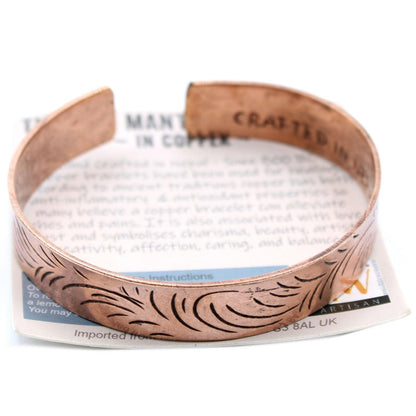 Copper Tibetan Bracelet - Wide Tribal Swirls - DuvetDay.co.uk