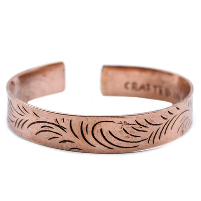 Copper Tibetan Bracelet - Wide Tribal Swirls - DuvetDay.co.uk