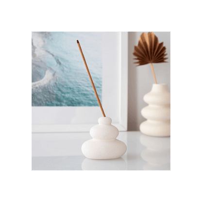 Cream Speckle Balancing Stones Incense Stick Holder - DuvetDay.co.uk