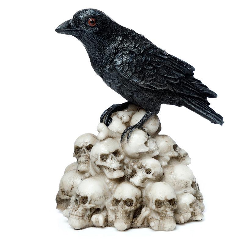 Crow Standing on Pile of Skulls Ornament - DuvetDay.co.uk