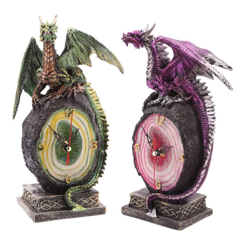 Crystal Geode Dark Legends Dragon Clock - DuvetDay.co.uk