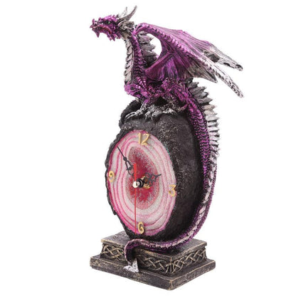 Crystal Geode Dark Legends Dragon Clock - DuvetDay.co.uk