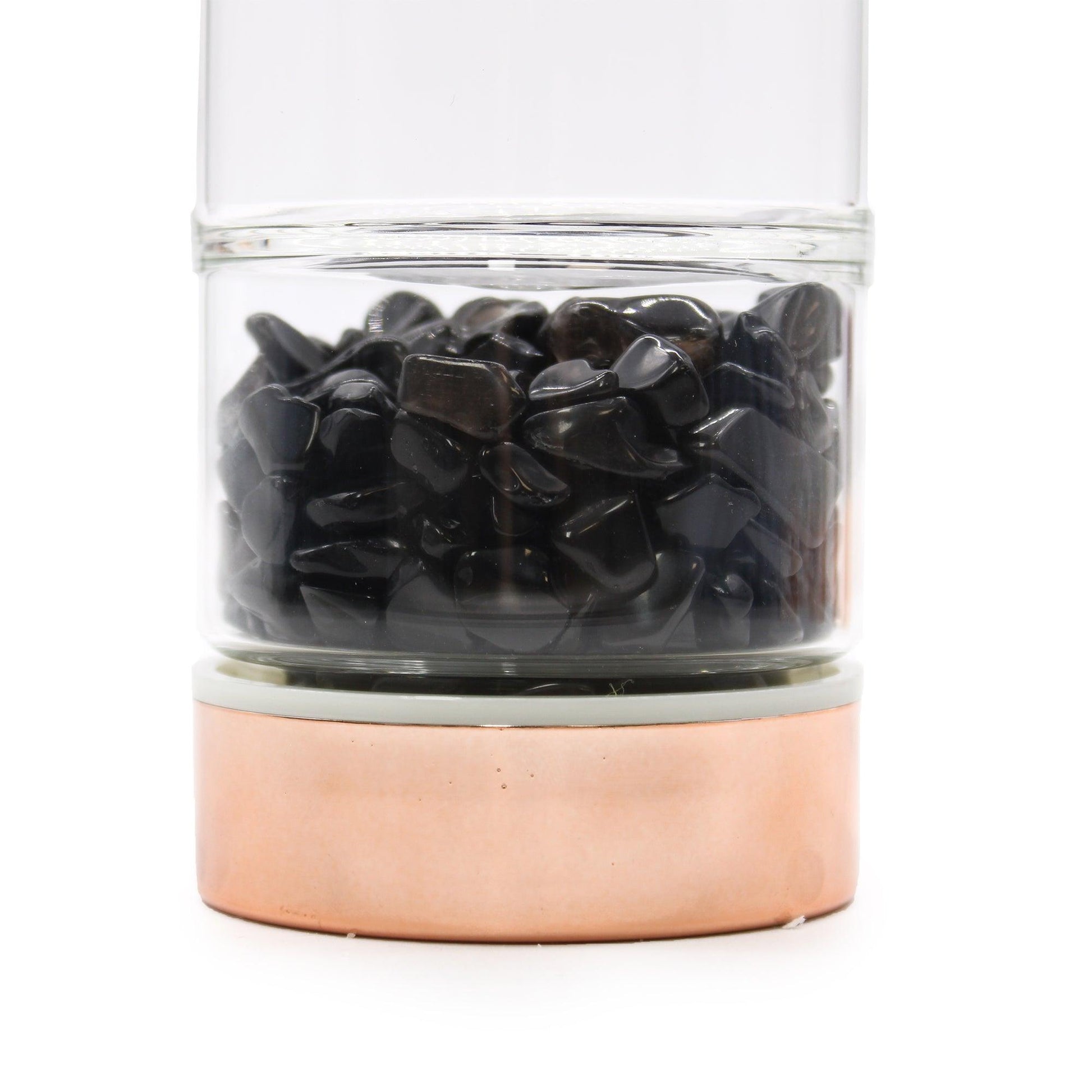Crystal Glass Tea Infuser Bottle - Rose Gold - Onyx - DuvetDay.co.uk