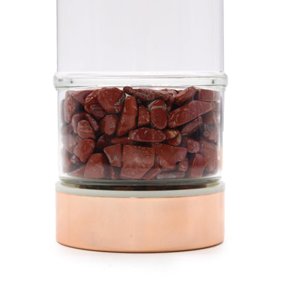 Crystal Glass Tea Infuser Bottle - Rose Gold - Red Jasper - DuvetDay.co.uk