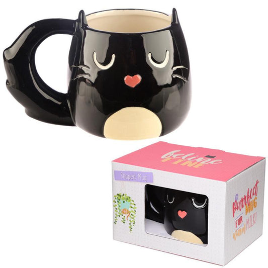 Cute Ceramic Black Cat Mug - DuvetDay.co.uk
