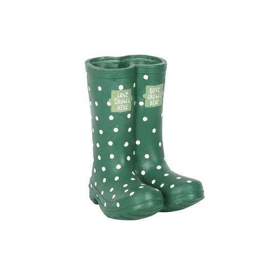 Dark Green Welly Boot Planter - DuvetDay.co.uk