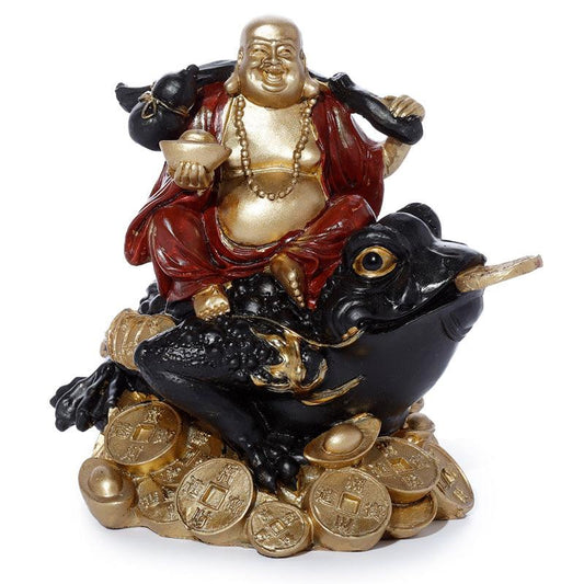 Decorative Chinese Buddha on Coins and Wealth Toad - DuvetDay.co.uk