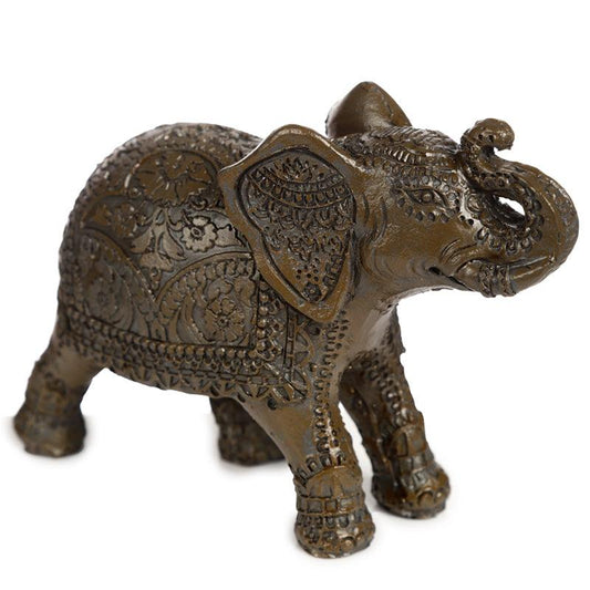 Decorative Elephant Medium Figurine - Peace of the East Dark Brushed Wood Effect - DuvetDay.co.uk