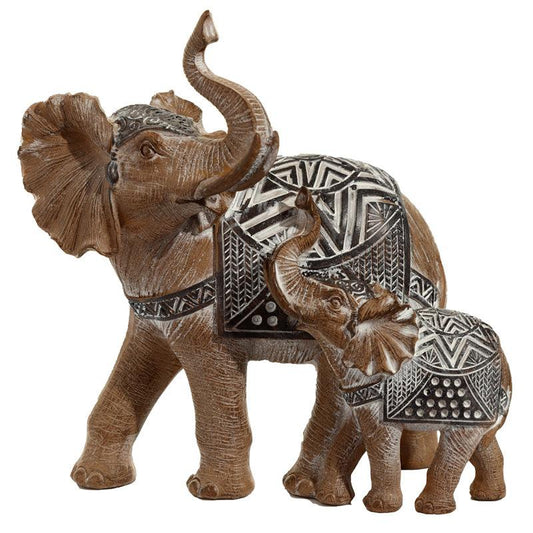 Decorative Elephant Wood Effect Figurine - DuvetDay.co.uk
