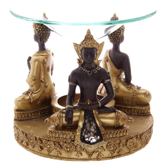 Decorative Gold and Brown Thai Buddha Oil & Wax Burner with Dish - DuvetDay.co.uk