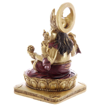 Decorative Gold and Red 14cm Ganesh Statue - DuvetDay.co.uk