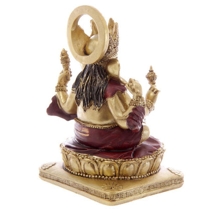 Decorative Gold and Red 14cm Ganesh Statue - DuvetDay.co.uk