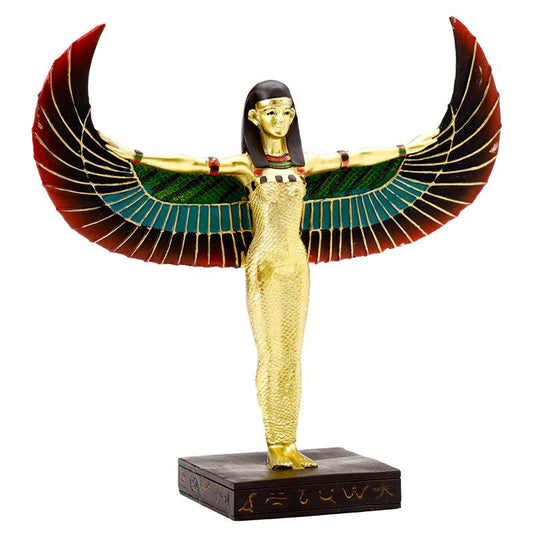 Decorative Gold Egyptian Winged Standing Isis Figurine - DuvetDay.co.uk