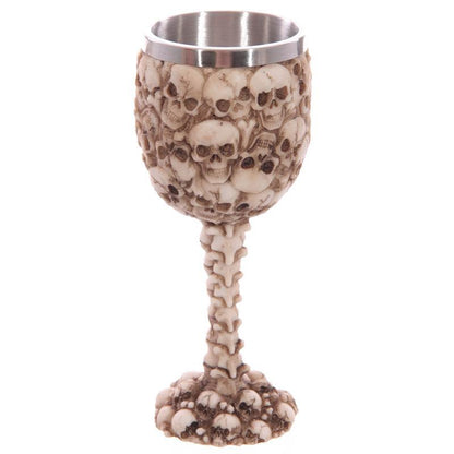 Decorative Gothic Multi Skulls and Spine Goblet - DuvetDay.co.uk