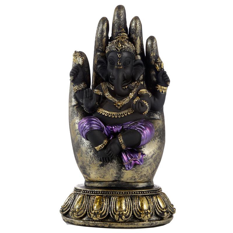 Decorative Purple, Gold & Black Ganesh - In Hand - DuvetDay.co.uk