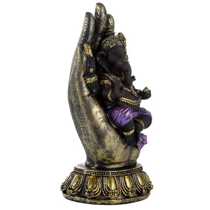 Decorative Purple, Gold & Black Ganesh - In Hand - DuvetDay.co.uk