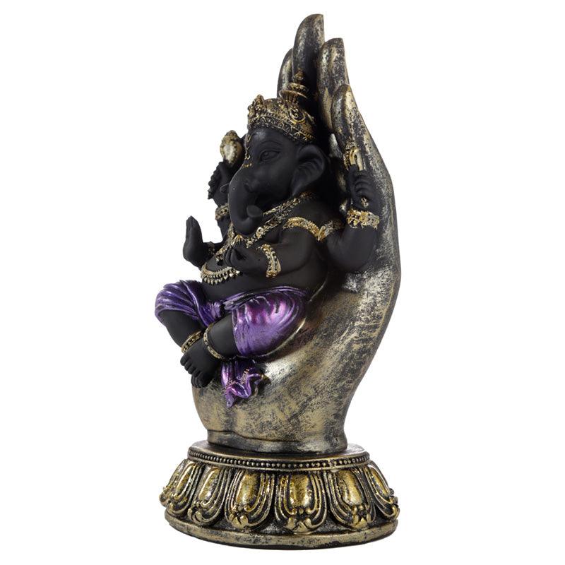 Decorative Purple, Gold & Black Ganesh - In Hand - DuvetDay.co.uk