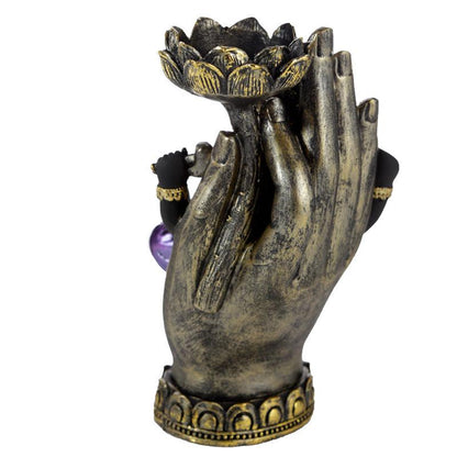 Decorative Purple, Gold & Black Ganesh - Lotus Tea Light Holder - DuvetDay.co.uk
