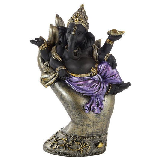 Decorative Purple, Gold & Black Ganesh - Lying in Hand - DuvetDay.co.uk