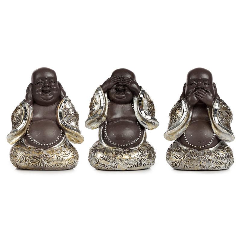 Decorative Set of 3 Chinese Buddha Figurines - Speak No See No Hear No Evil
