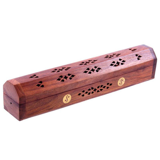 Decorative Sheesham Wood Box with Yin Yang Design - DuvetDay.co.uk