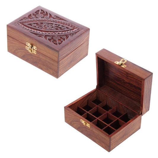 Decorative Sheesham Wood Carved Compartment Box Medium - DuvetDay.co.uk